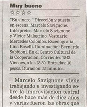 Crítica de En sincro en La Nacion